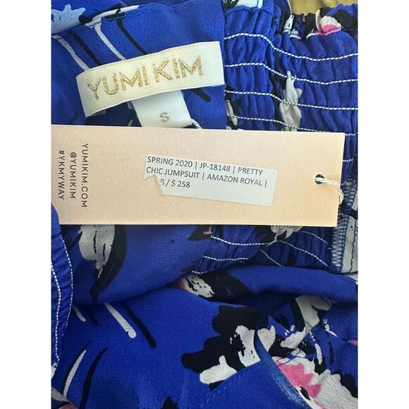 Yumi Kim Pretty Chic Silk Jumpsuit Wide Leg Navy Floral NWOT - Picture 7 of 10